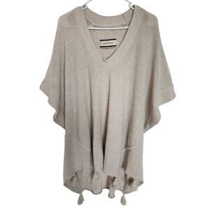 By Malene Birger Revolve Linen Knit Poncho Sweater‎ Tan Neutral S Lagenlook